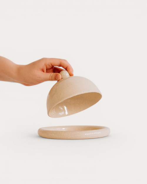 Keramik Butterdose & Servierglocke Hoop
